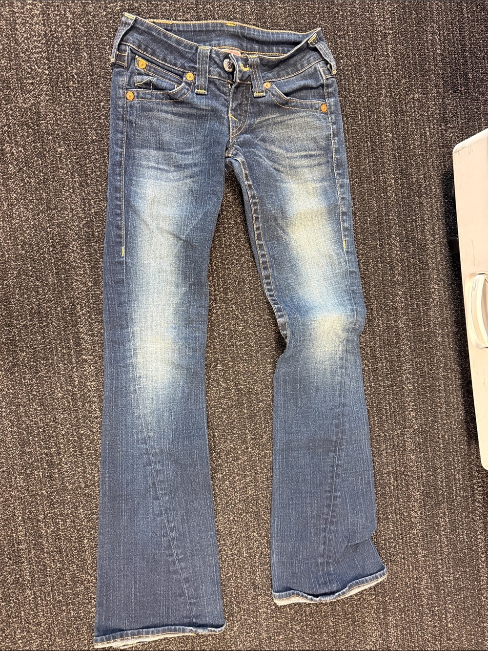 True Religion Women's Faded Blue Flare Jeans